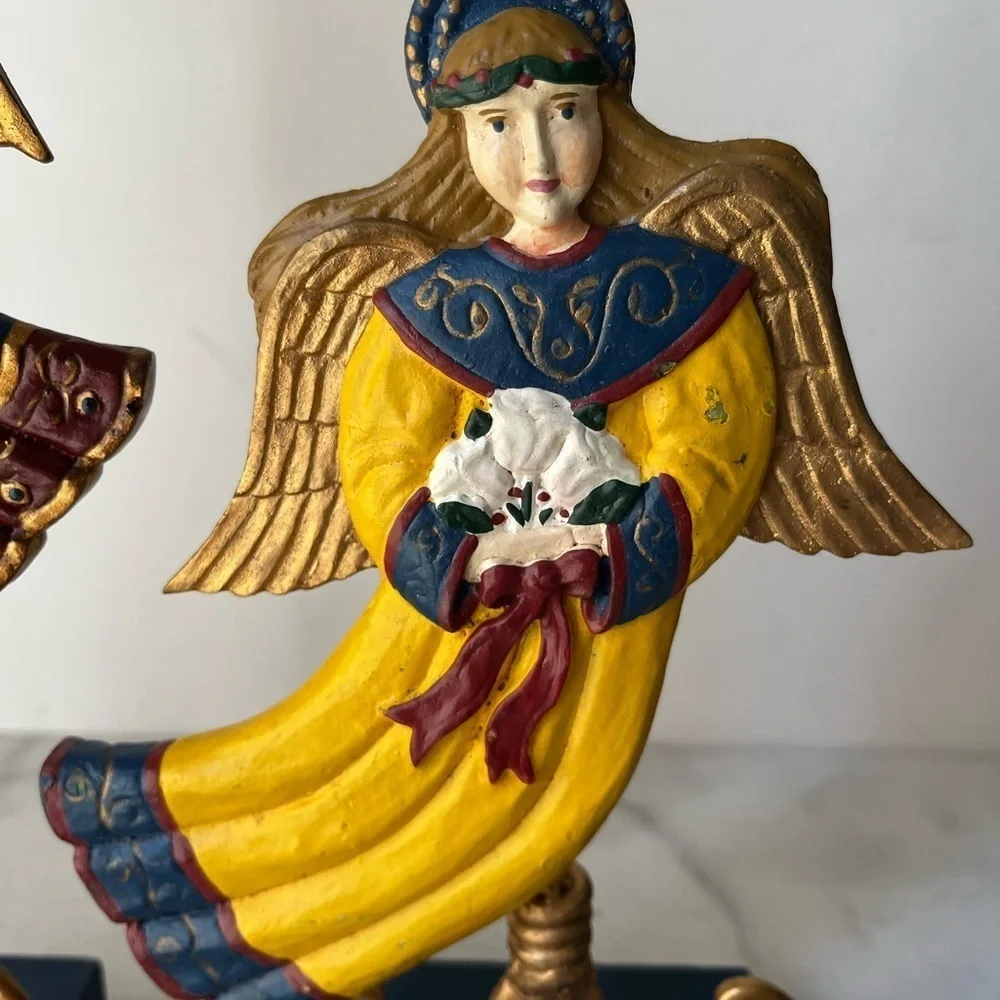Gold and Blue Angel Candle Holders